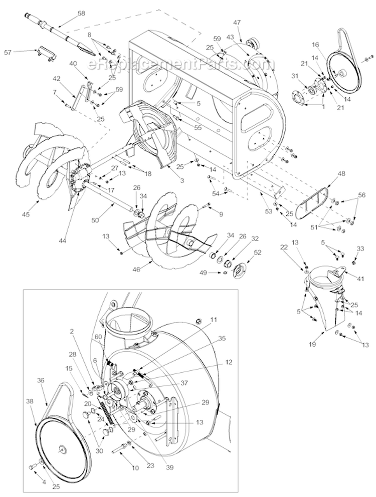 Page E Diagram and Parts List for 31AE993I401 2003 Yard Man Snow Blower